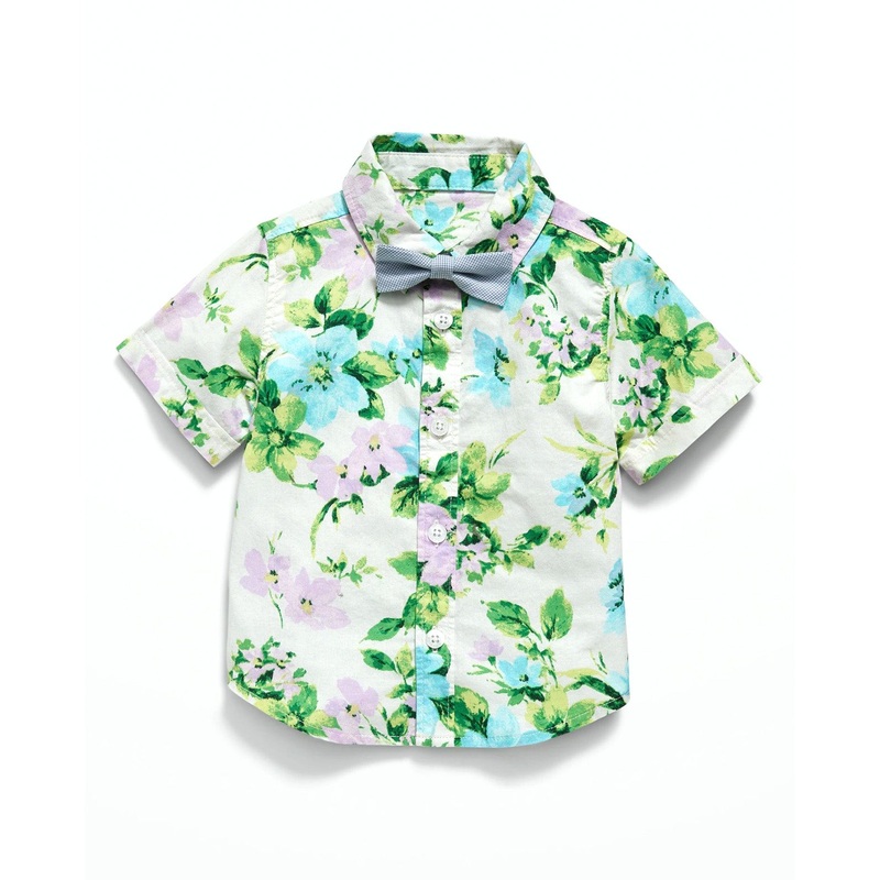 Printed Poplin Shirt & Bow-Tie Set for Baby