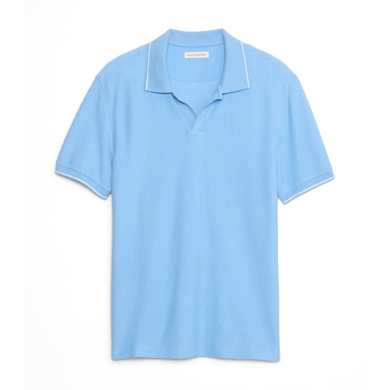 Zig-Zag Jacquard Polo Cerulean Blue