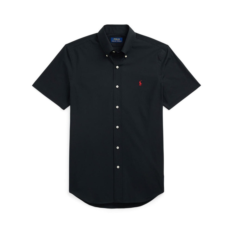 Custom Fit Stretch Poplin Shirt Black
