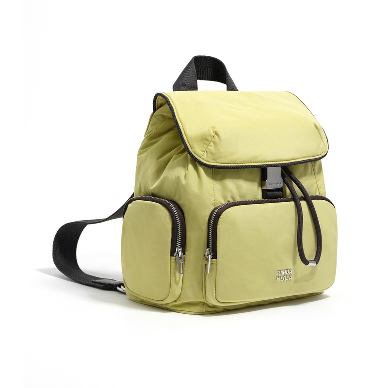 Medium Nylon Pocket Backpack Pale Lime