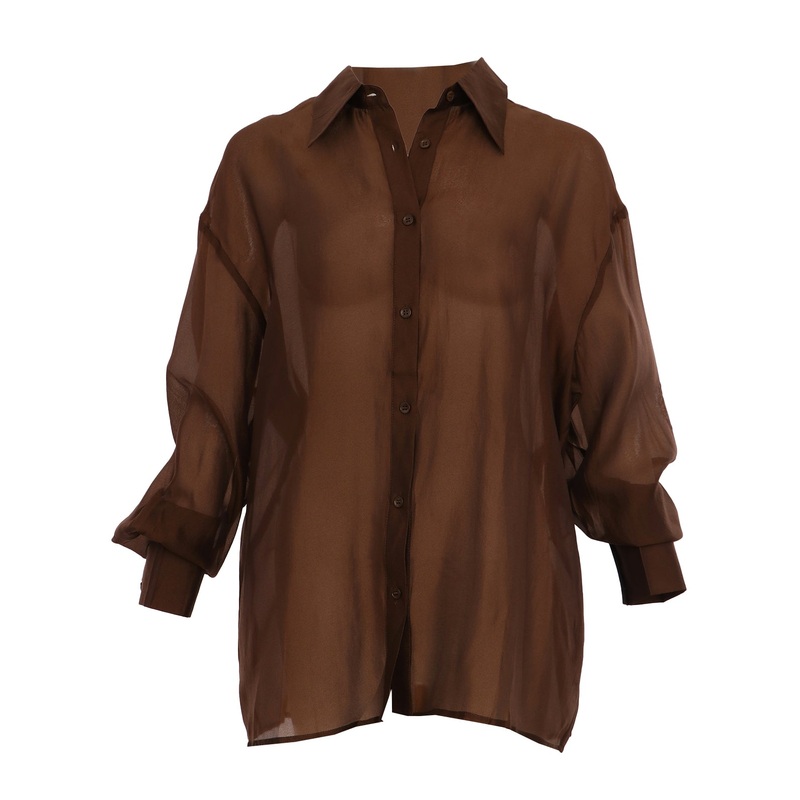 Zaila Oversize Sheer Polo Brown