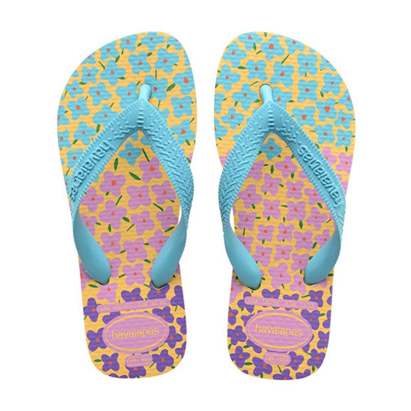 Kids Flores Flip Flops Cashew Yellow/Blue
