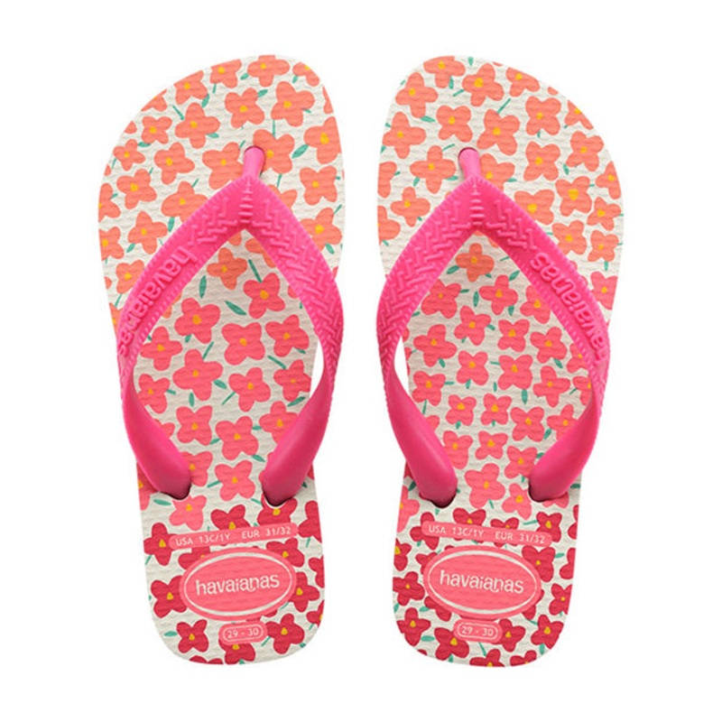 Kids Flores Flip Flops White/Pink Flux