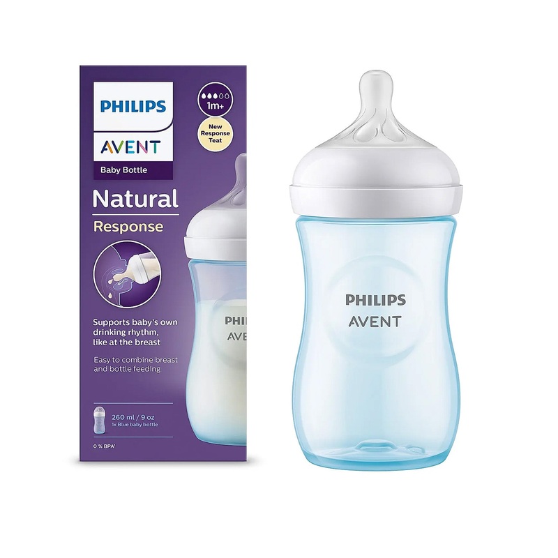 Natural Response Baby Bottle 9oz Blue