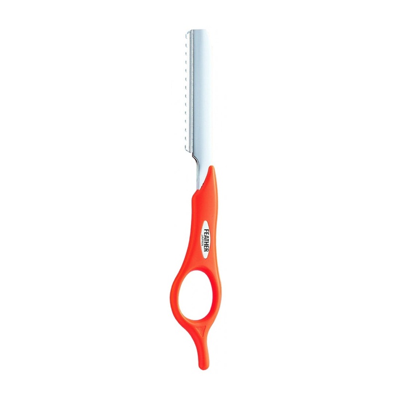 Feather Precision Short Handle Cutting & Styling Razor Orange