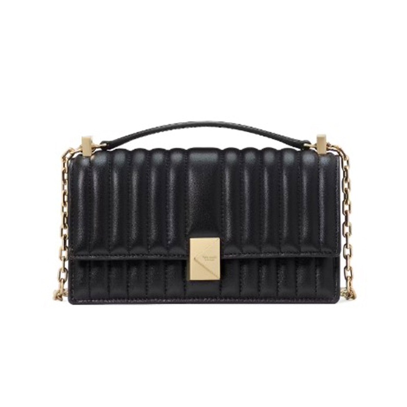 Deco Quilted Mini Flap Chain Crossbody Black