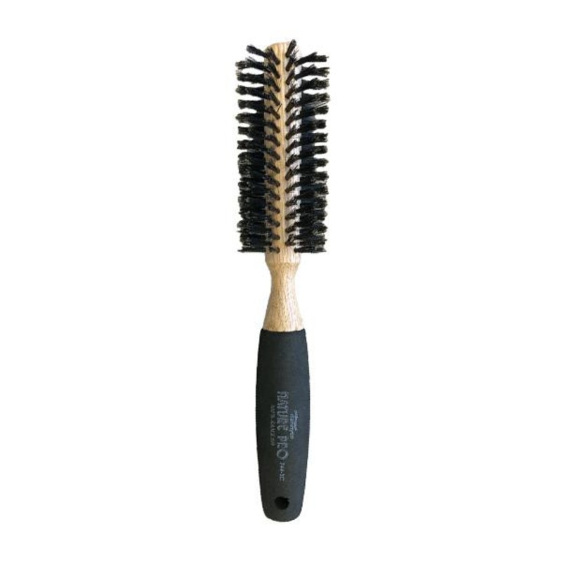 Dannyco -- Circular brush with natural boar bristles, sponge-covered handle - Large