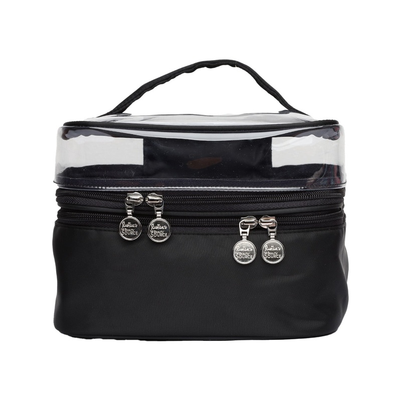 PVC Fabric Double Traincase - Black