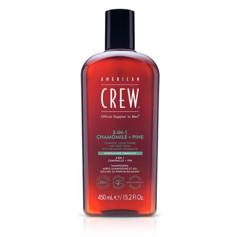 American Crew 3-In-1 Relaxing Chamomile + Pine Shampoo Conditioner and Body Wash 450ml