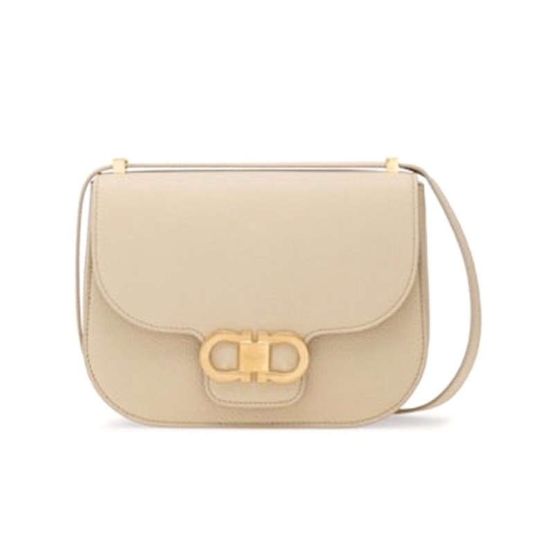 Double Gancini Crossbody Bag Stone