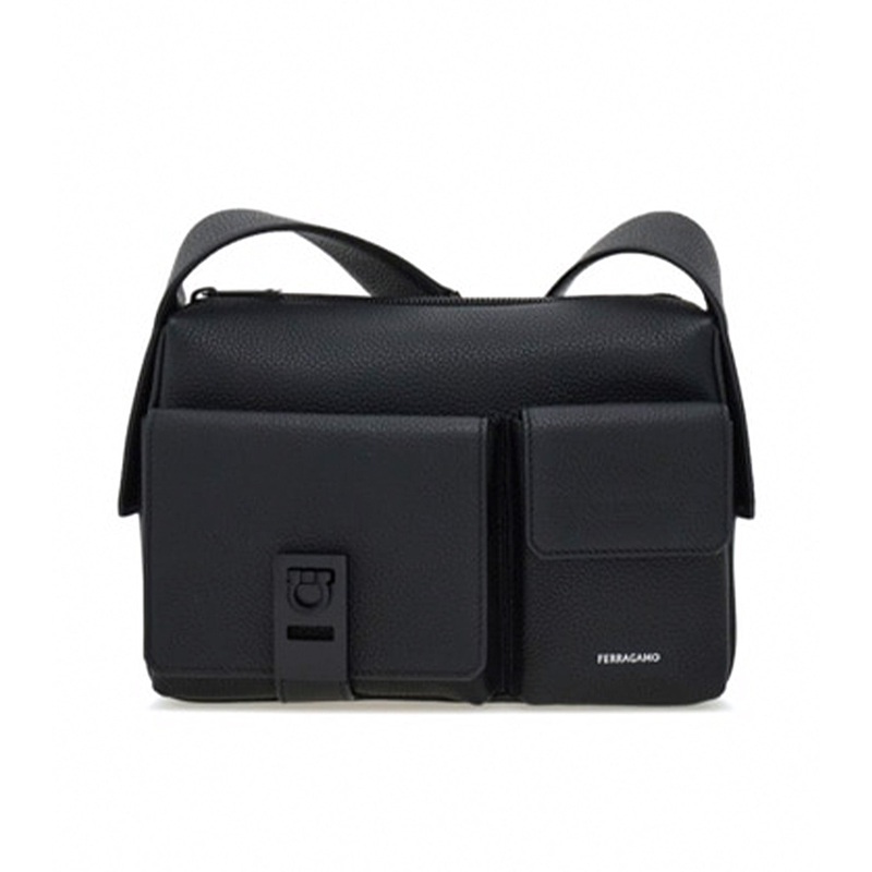 Utillity Crossbody Bag Hammered Calfskin Black