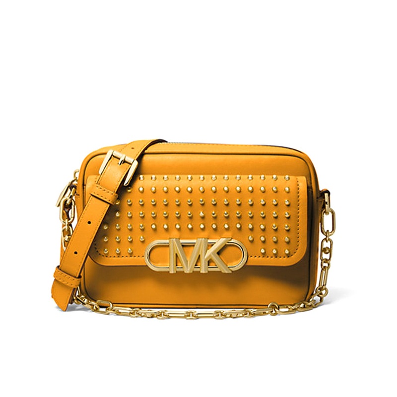 Parker Medium Studded Leather Crossbody Bag Golden Rod