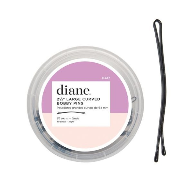 Diane -- Curved jumbo bob pins black 2.5" - 80/pack