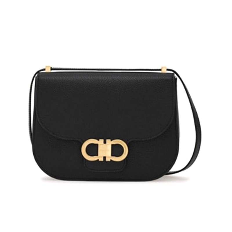 Double Gancini Crossbody Bag Black