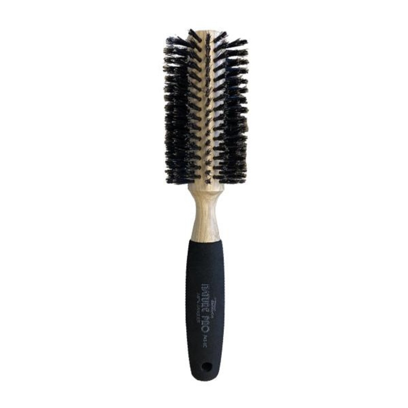 Dannyco -- Circular brush with natural boar bristles, sponge-covered handle - Extra large