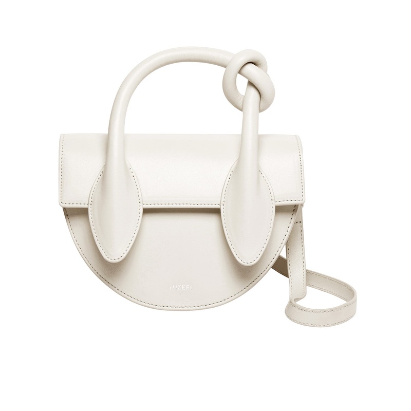 Pretzel Handbag with Crossbody Strap Off White