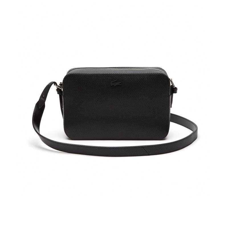 Women's Lacoste Chantaco Calfskin Leather Pouch Purse Noir