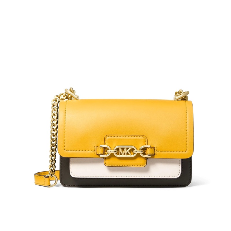 Heather Extra-Small Color-Block Leather Crossbody Bag Golden Rod Multi