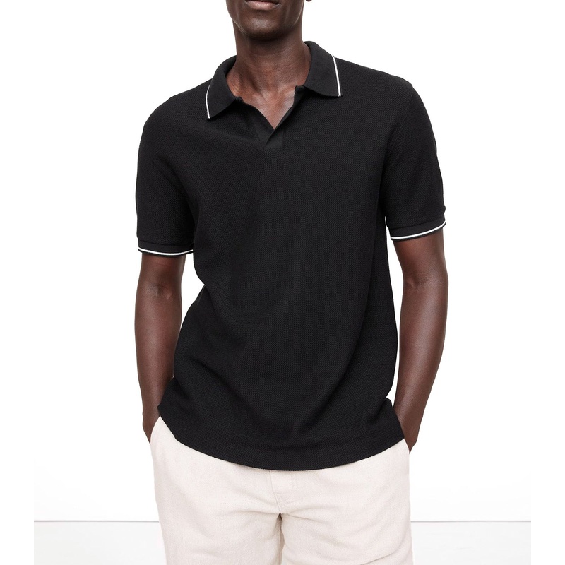 Zig-Zag Jacquard Polo Black
